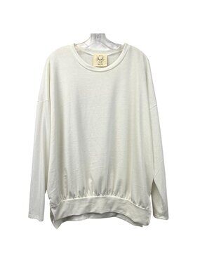 Fantastic Fawn Womens Top Ivory Long Sleeve Round Neck Pullover Size Small